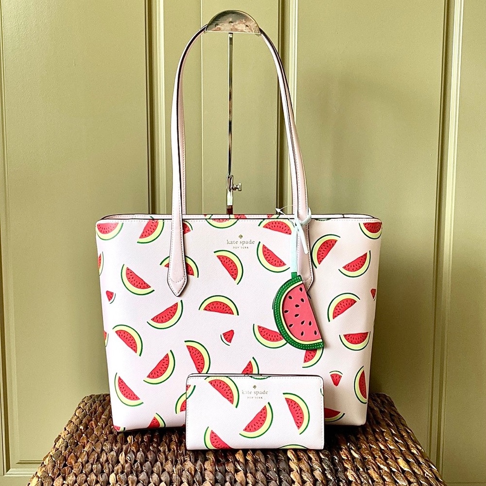 Kate Spade Marlee Watermelon Tote and Party Large Slim Bifold Wallet NWT